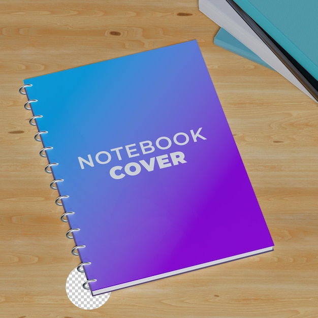 3d notebook cover with books