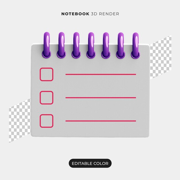 3d notebook icon mockup isolated