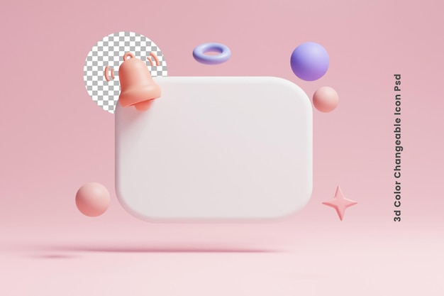 3d notification alert blank text box or 3d notification reminder text box