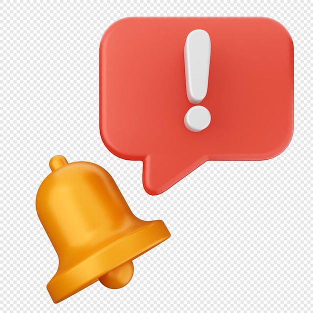 3d notification bell alert warning