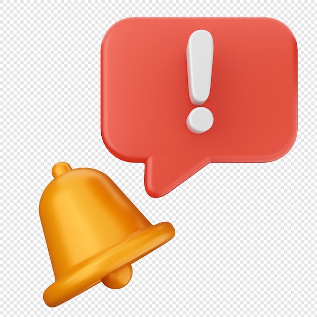 3d notification bell alert warning