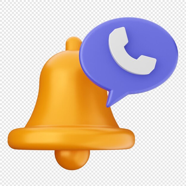 3d notification bell call phone
