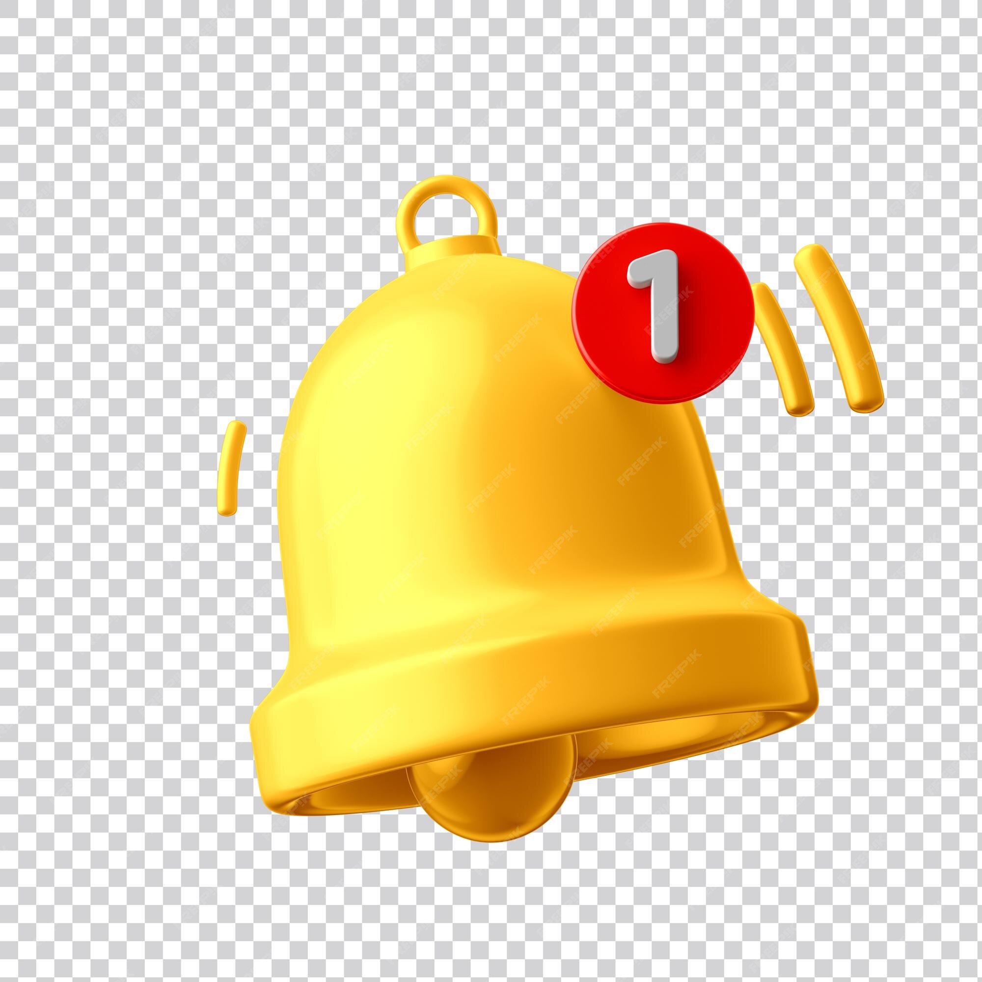Premium PSD | 3d notification bell icon set isolated on transparent  background 3d render yellow ringing bell