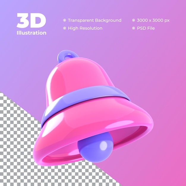 3d иллюстрация колокола уведомления