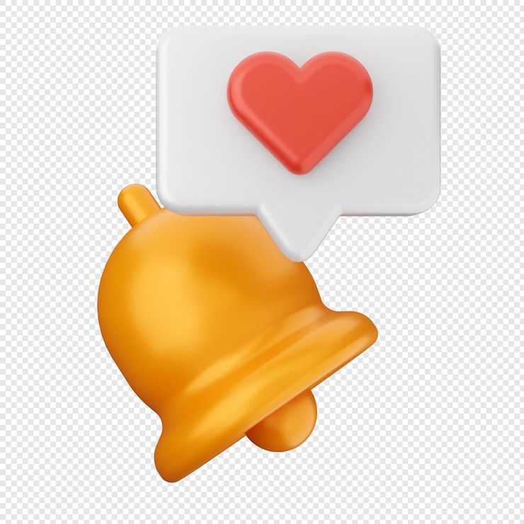 PSD 3d notification bell love chat