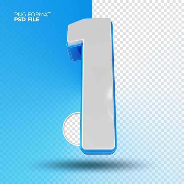 3D number 1 Blue and White