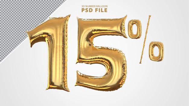 PSD 3d номер 15 процентов шар золотой