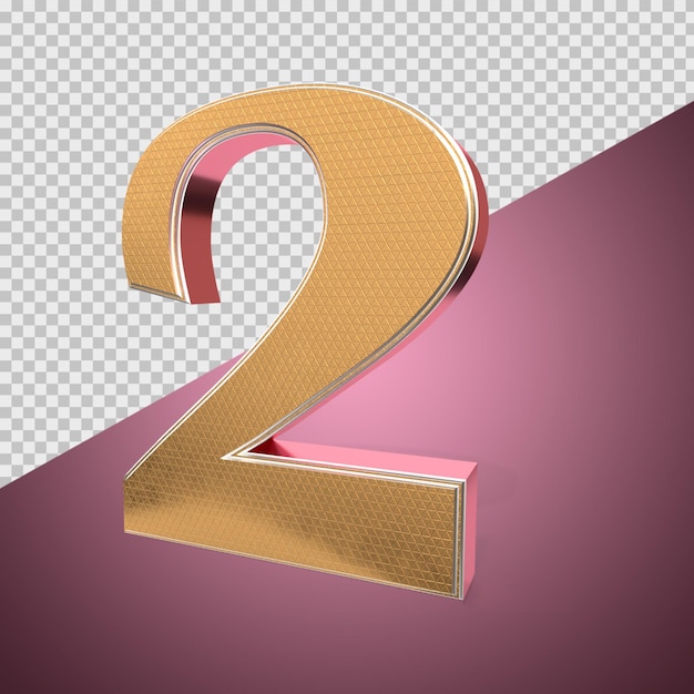 PSD 3d number 2 gold style