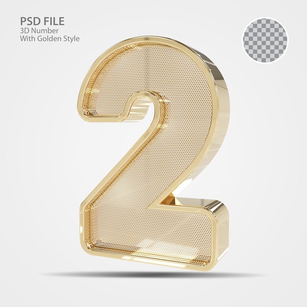 3d number 2 gold