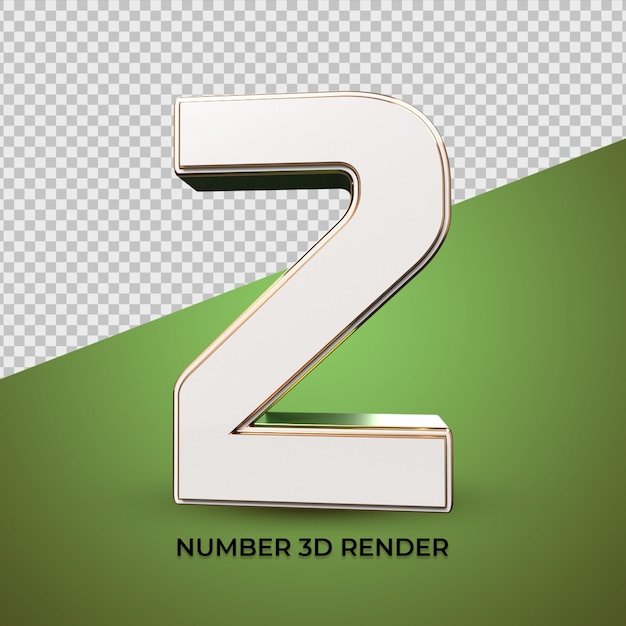 3d numero 2 colori oro bianco verde