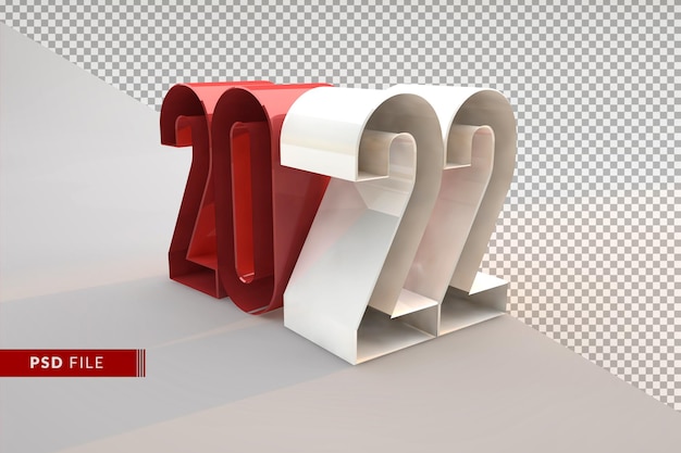 3D Number 2022 happy new year concept