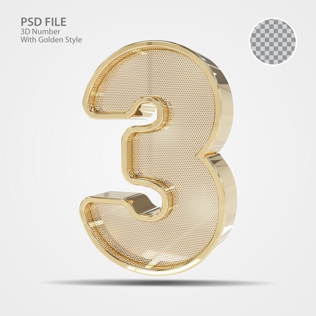 3d number 3 gold