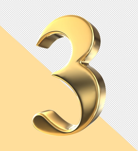 3d number 3 golden luxury