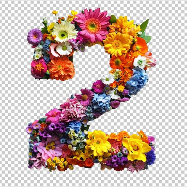 A 3D number 39239 crafted from colorful flowers placed on a white background