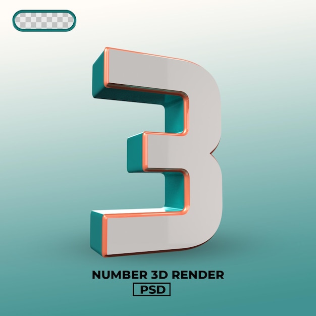 PSD 3d 숫자 3