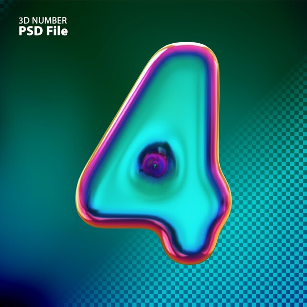 PSD 3d номер 4 творческий рендер роскоши