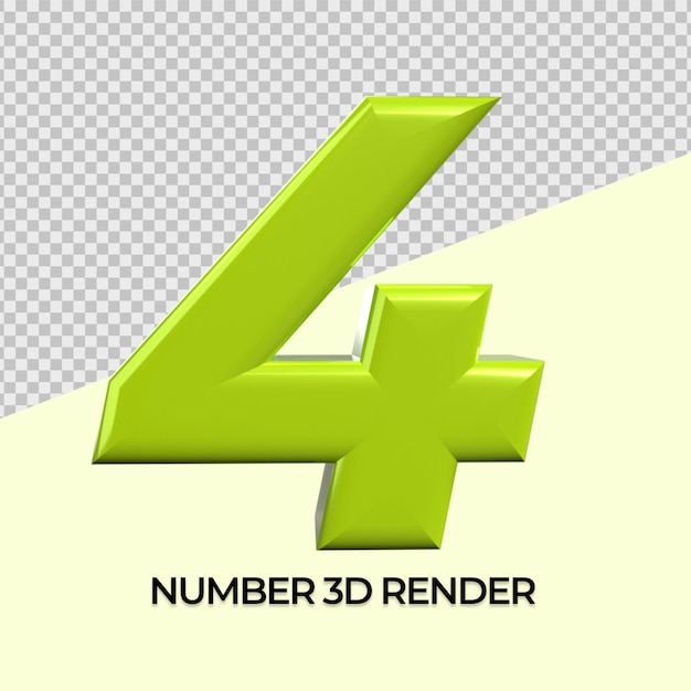 PSD 3d number 4 green color