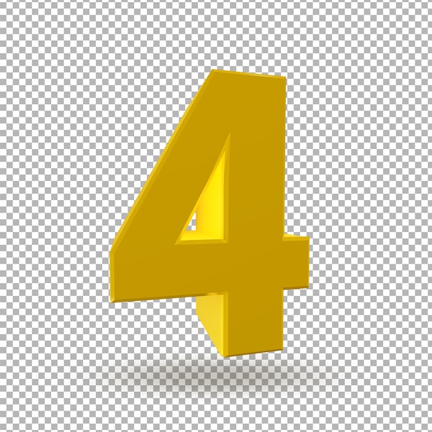 3d number 4 with golden style