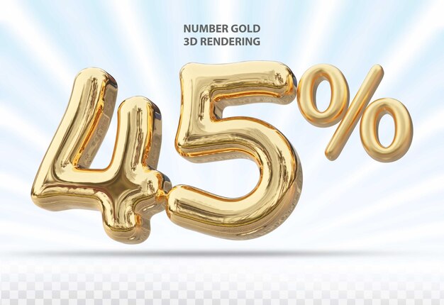 3d number 45 percent gold