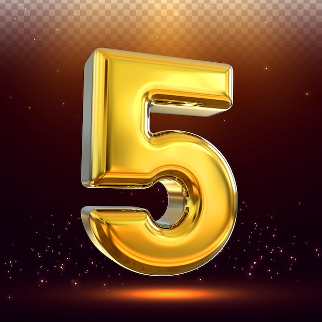 3डी नंबर 5 गोल्ड स्टाइल
