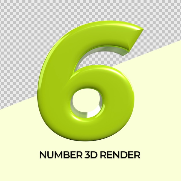 PSD 3d number 6 green color