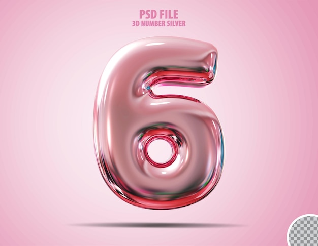 3d number 6 pink luxury render