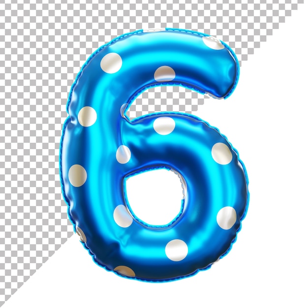 PSD 3d number 6 polka dots helium foil balloon