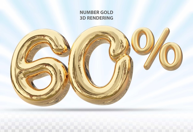 3d number 60 percent gold