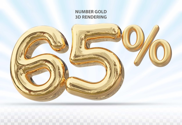 3d number 65 percent gold