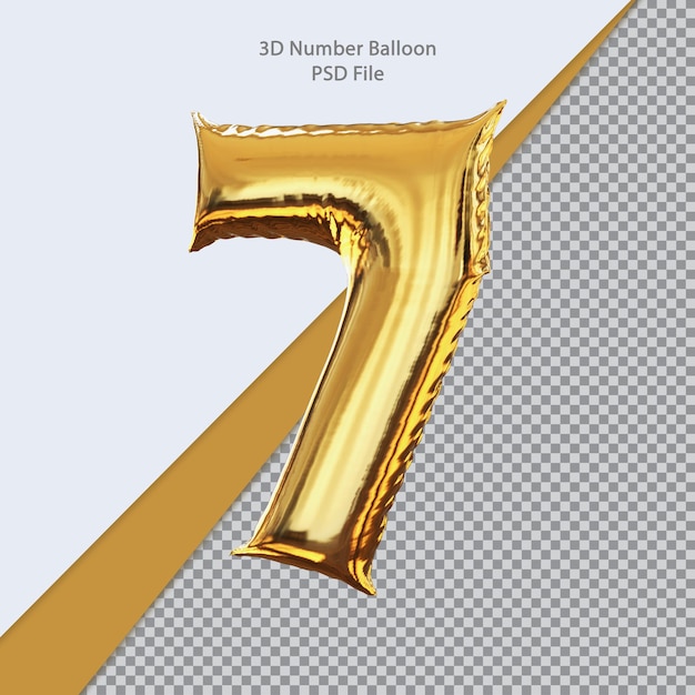 3d number 7
 balloon golden