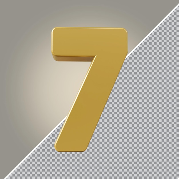 3d number 7 golden luxury