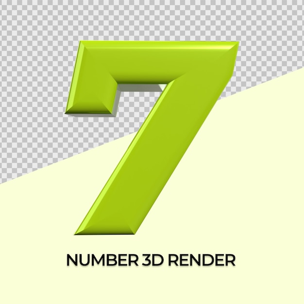 PSD 3d number 7 green color