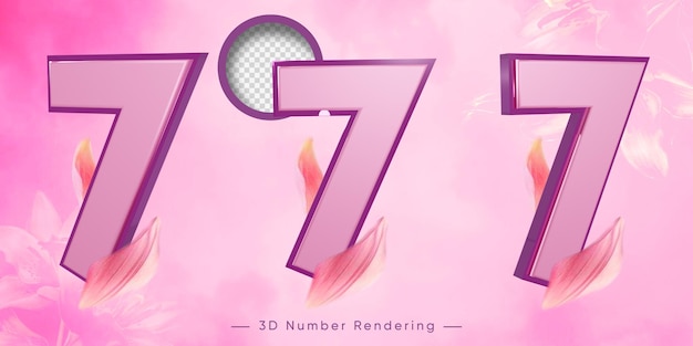 3d number 7 pink