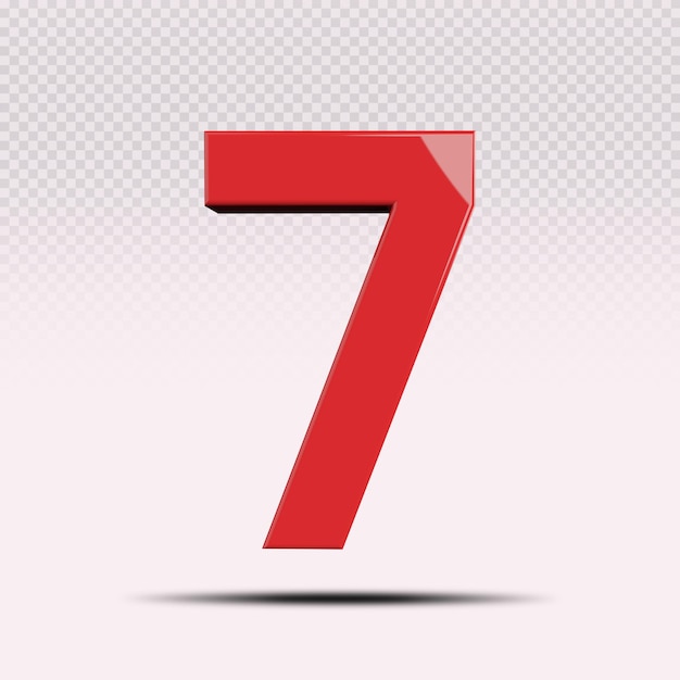 3d number 7 red creative render