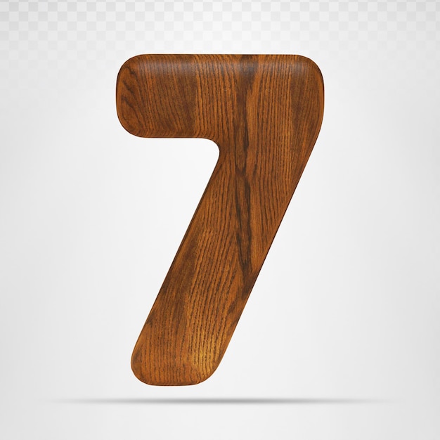 3D Number 7 Render wood black