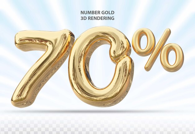 3d number 70 percent gold