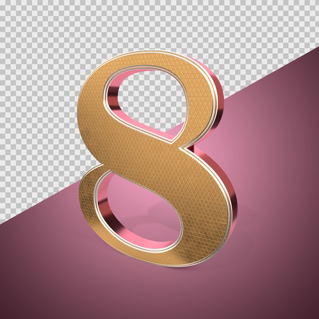 PSD 3d number 8 gold style