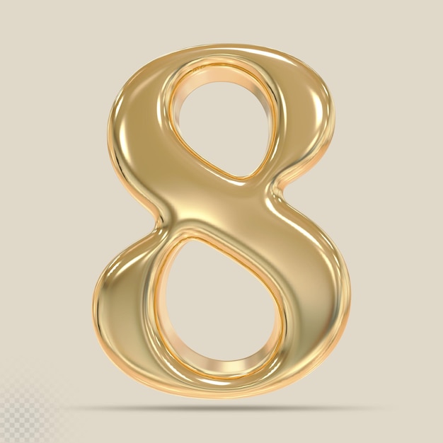 PSD 3d number 8 gold