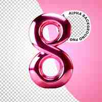 PSD 3d number 8 made of steel pink colored for the womens day