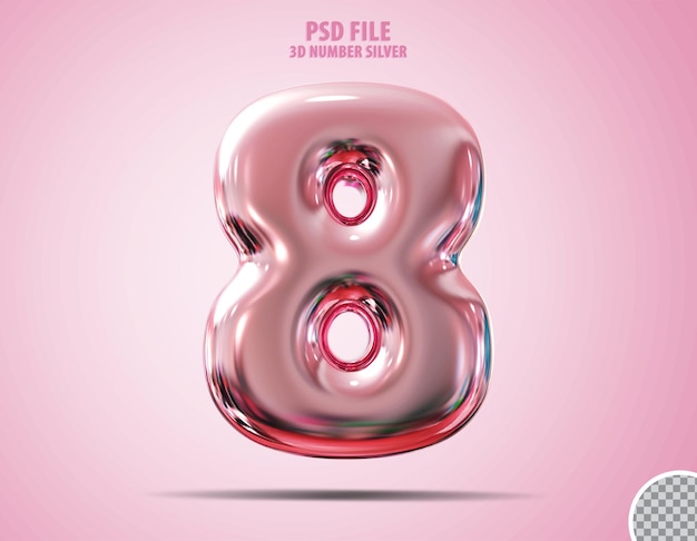 3d number 8 pink luxury render