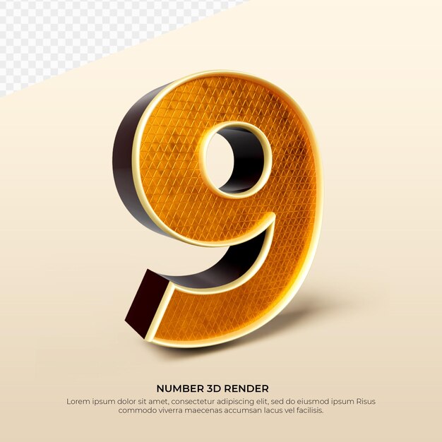 3D number 9  rendering