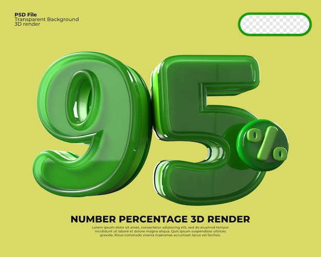 PSD 3d number 95 percentage sale discount green