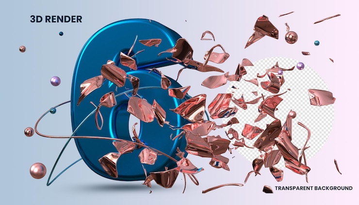PSD 3d number blue luxury creative render with pink cloth illustration
