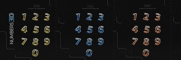 3D number elements for composition