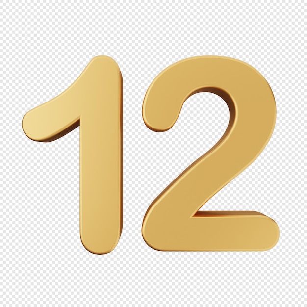 3d number gold icon illustration render