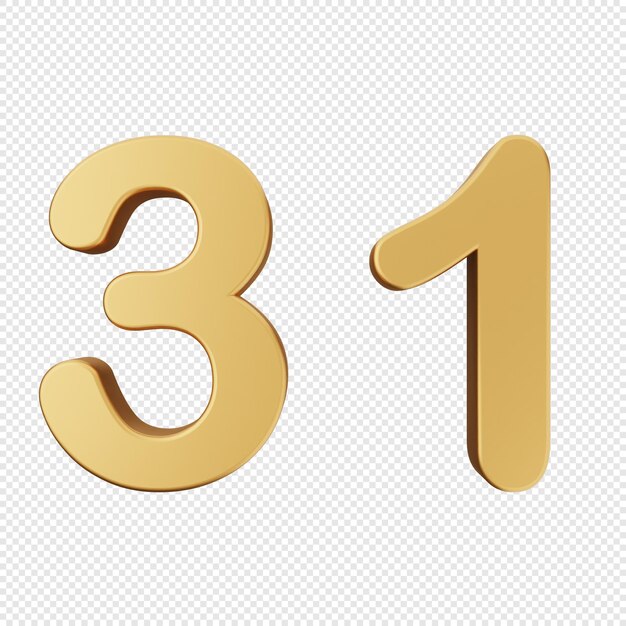 3d number gold icon illustration render