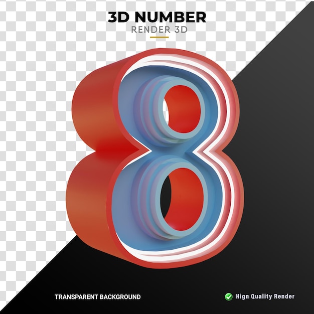 PSD a 3d number graphic with a black and white background.