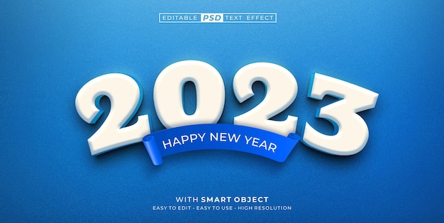 3d number happy new year 2023 on blue background