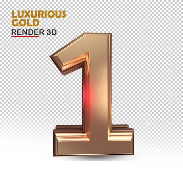 PSD 3d number luxurious rose gold