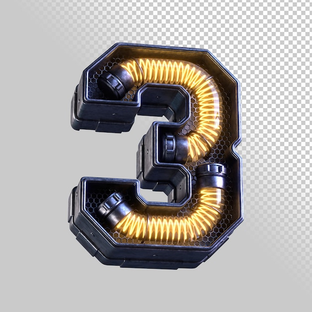 PSD 3d number neon light 3